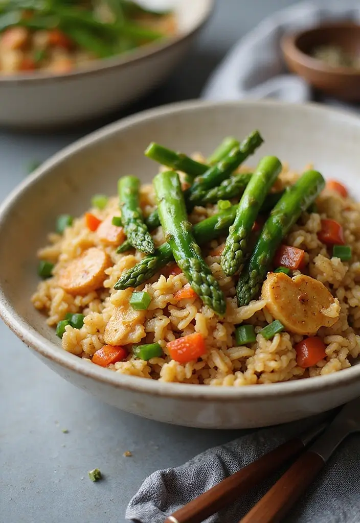 27 Garlic Chicken Fried Rice Recipes That Beat Takeout 13 27 Garlic Chicken Fried Rice Recipes That Beat Takeout - 12. Garlic Chicken Fried Rice with Asparagus