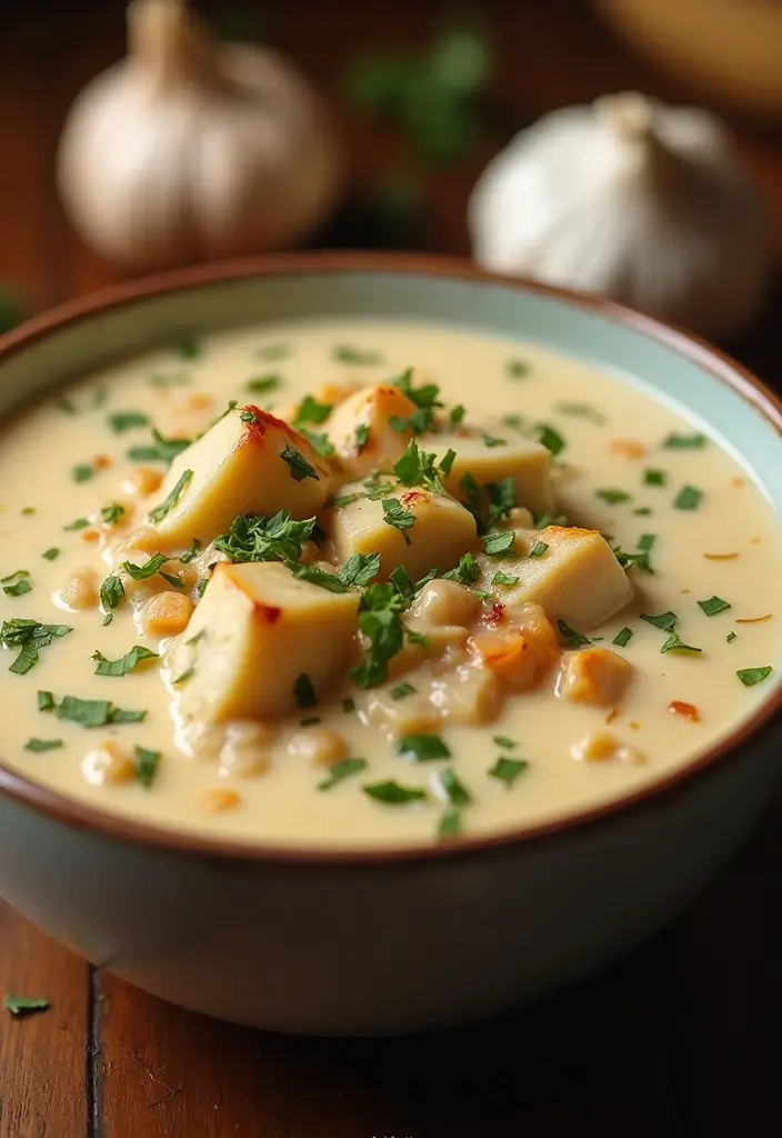 27 White Chicken Chili with Cream Cheese Recipes That Are Smooth & Rich 14 27 White Chicken Chili with Cream Cheese Recipes That Are Smooth & Rich - 13. Creamy Garlic White Chicken Chili