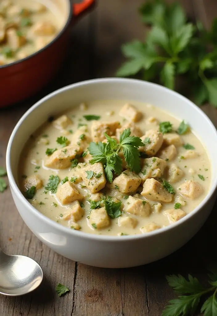 27 White Chicken Chili with Cream Cheese Recipes That Are Smooth & Rich 19 27 White Chicken Chili with Cream Cheese Recipes That Are Smooth & Rich - 18. Creamy White Chicken Chili with Pesto