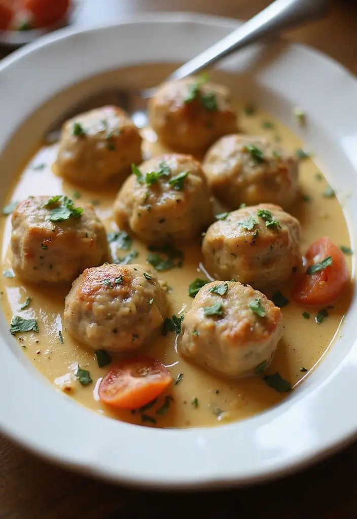 28 French Onion Chicken Meatballs Recipes That Are Juicy & Unique 18 28 French Onion Chicken Meatballs Recipes That Are Juicy & Unique - 17. French Onion Chicken Meatballs in Cream Sauce