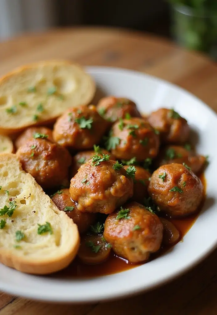 28 French Onion Chicken Meatballs Recipes That Are Juicy & Unique 20 28 French Onion Chicken Meatballs Recipes That Are Juicy & Unique - 19. French Onion Chicken Meatballs with Garlic Bread