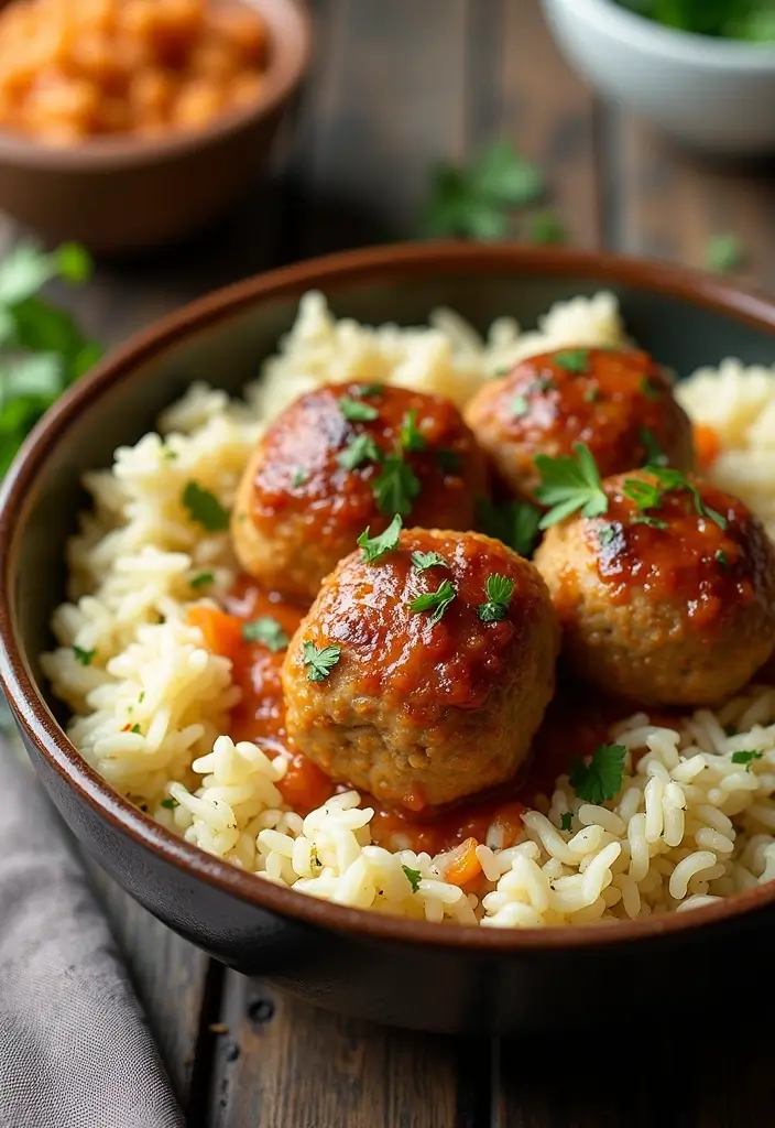 28 French Onion Chicken Meatballs Recipes That Are Juicy & Unique 21 28 French Onion Chicken Meatballs Recipes That Are Juicy & Unique - 20. French Onion Chicken Meatballs with Rice Pilaf