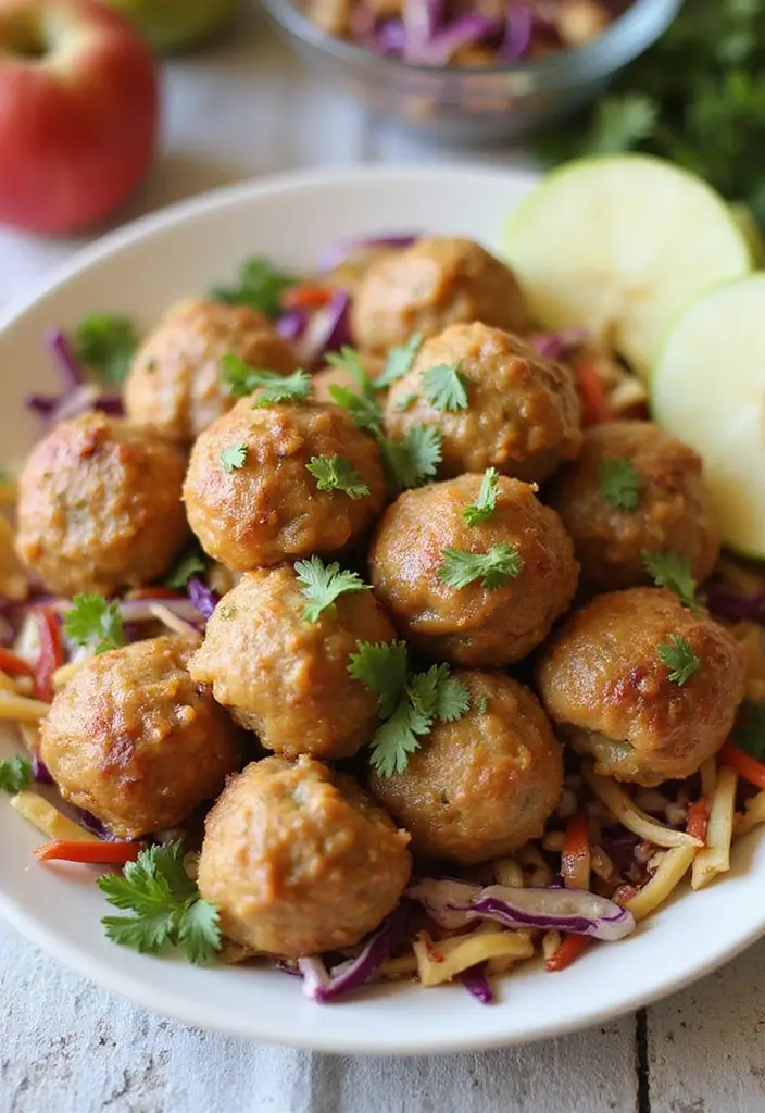 28 French Onion Chicken Meatballs Recipes That Are Juicy & Unique 28 28 French Onion Chicken Meatballs Recipes That Are Juicy & Unique - 27. French Onion Chicken Meatballs with Apple Slaw