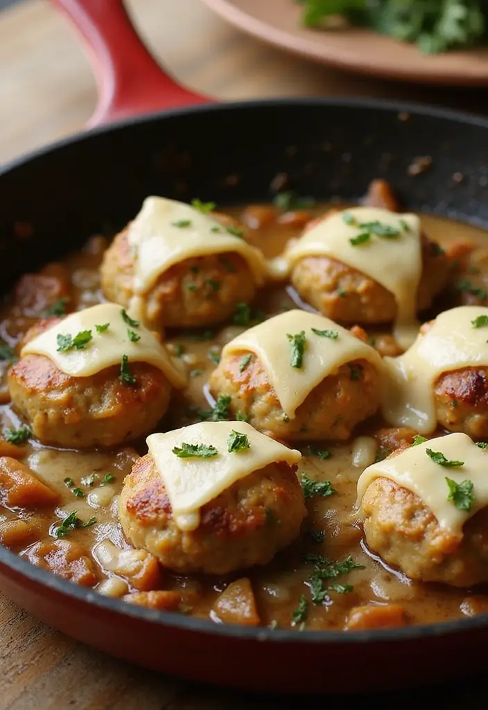 28 French Onion Chicken Meatballs Recipes That Are Juicy & Unique 4 28 French Onion Chicken Meatballs Recipes That Are Juicy & Unique - 3. Skillet French Onion Chicken Meatballs