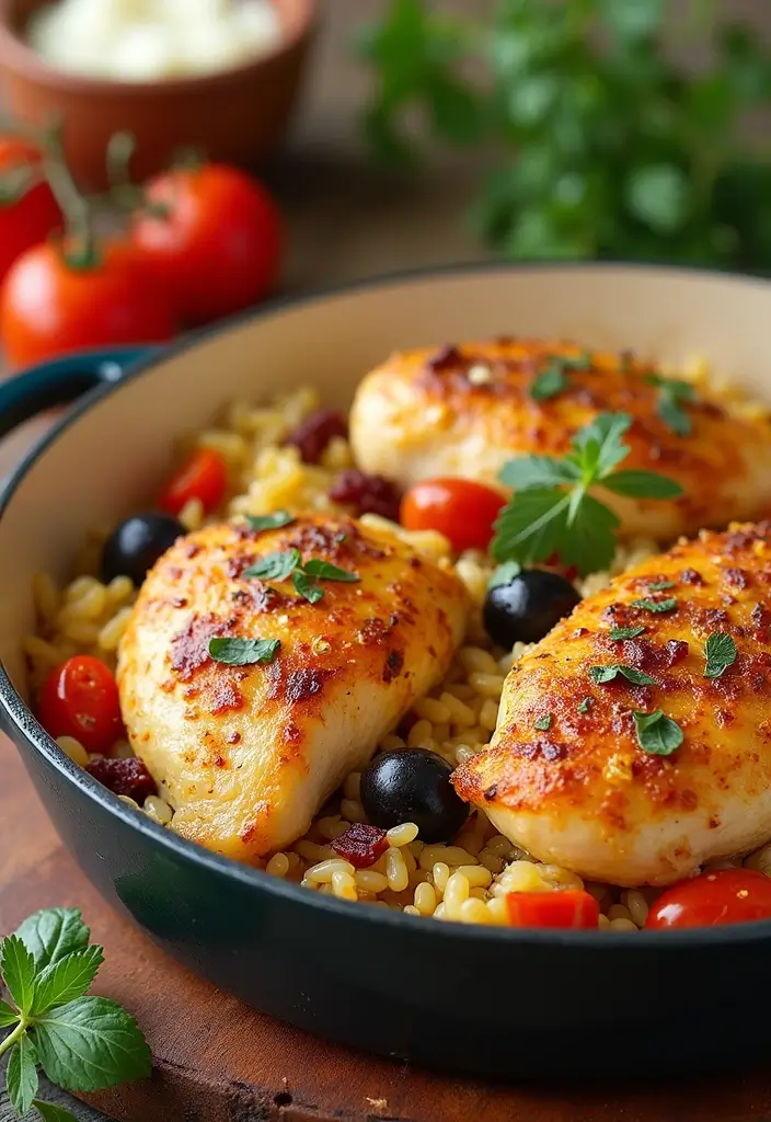 28 French Onion Chicken and Rice Bake Recipes That Are Family Favorites 12 28 French Onion Chicken and Rice Bake Recipes That Are Family Favorites - 11. Mediterranean French Onion Chicken and Rice Bake