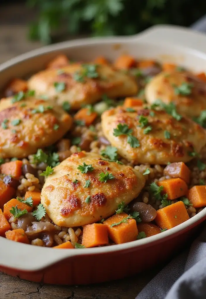 28 French Onion Chicken and Rice Bake Recipes That Are Family Favorites 27 28 French Onion Chicken and Rice Bake Recipes That Are Family Favorites - 26. Sweet Potato and French Onion Chicken and Rice Bake