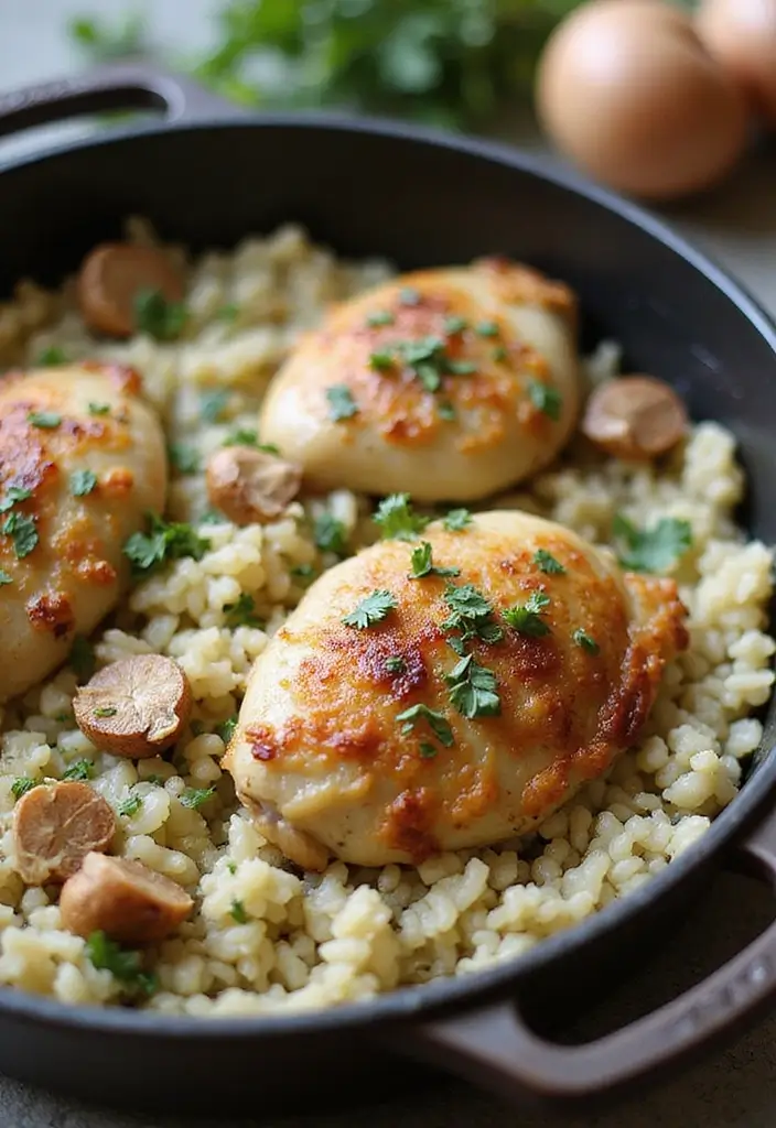 28 French Onion Chicken and Rice Bake Recipes That Are Family Favorites 28 28 French Onion Chicken and Rice Bake Recipes That Are Family Favorites - 27. Rustic Herb and Garlic French Onion Chicken and Rice Bake