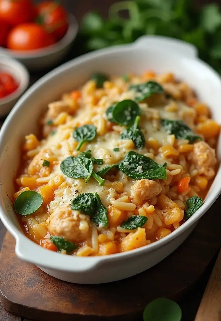 28 French Onion Chicken and Rice Bake Recipes That Are Family Favorites 29 28 French Onion Chicken and Rice Bake Recipes That Are Family Favorites - 28. Hearty French Onion Chicken and Rice Bake with Spinach