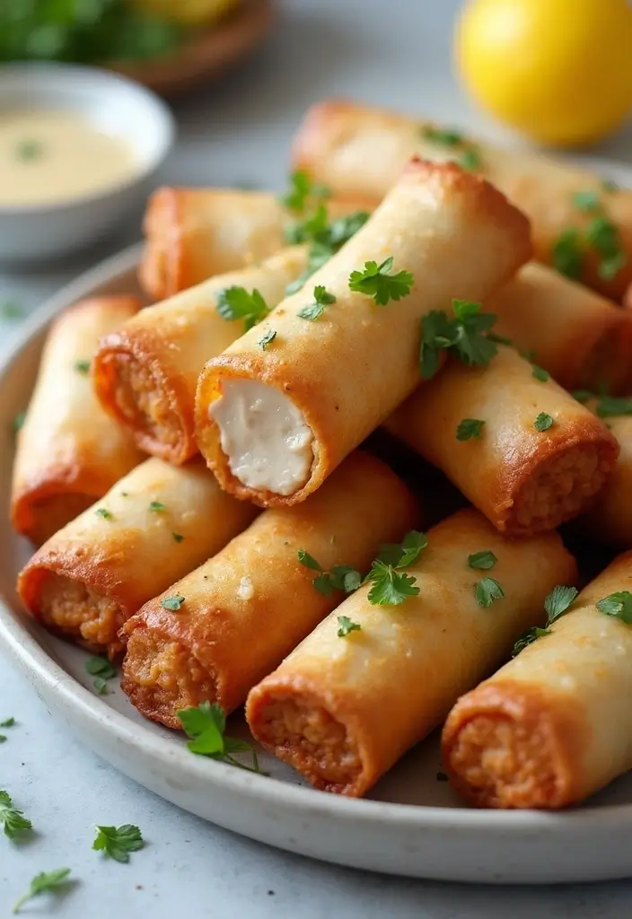 28 Lemon Garlic Chicken Bites That Are Simple & Flavorful 17 28 Lemon Garlic Chicken Bites That Are Simple & Flavorful - 16. Lemon Garlic Chicken Egg Rolls