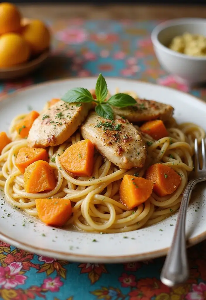 28 Million Dollar Chicken Spaghetti Recipes That Are Cheesy Comfort 21 28 Million Dollar Chicken Spaghetti Recipes That Are Cheesy Comfort - 20. Million Dollar Chicken Spaghetti with Sweet Potatoes