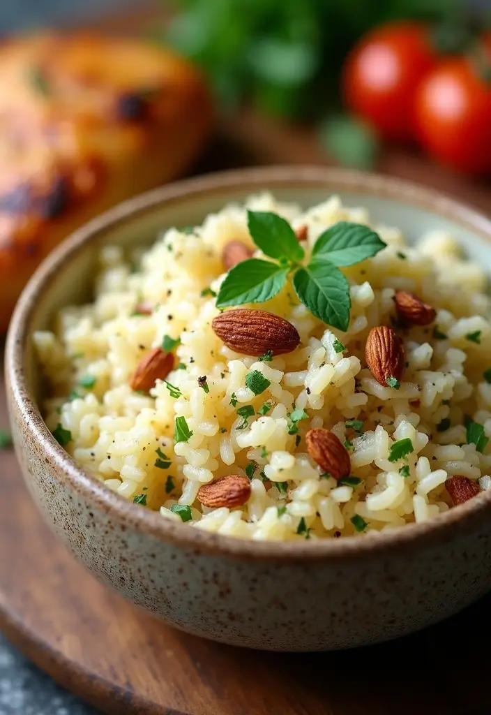 28 Rice Side Dishes for Chicken That Complete Every Meal 17 28 Rice Side Dishes for Chicken That Complete Every Meal - 16. Herbed Rice with Almonds