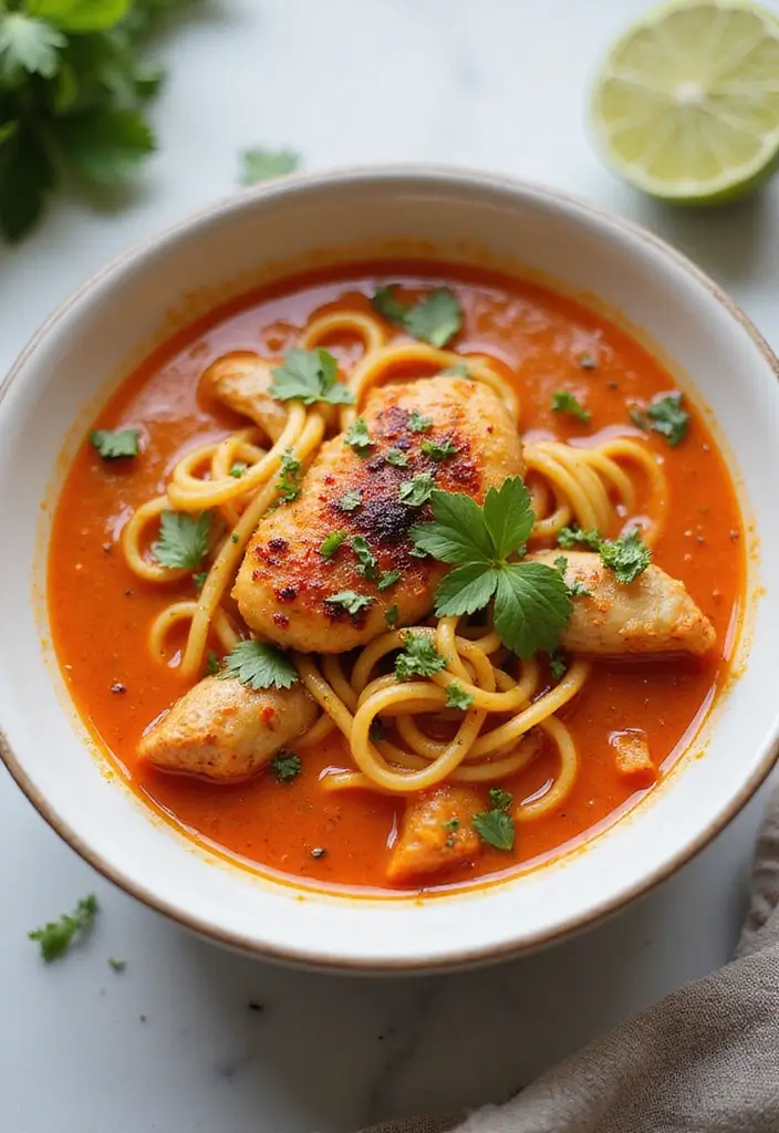 28 Rotisserie Chicken Noodle Soup Recipes That Heal & Comfort 22 28 Rotisserie Chicken Noodle Soup Recipes That Heal & Comfort - 21. Roasted Red Pepper Rotisserie Chicken Noodle Soup