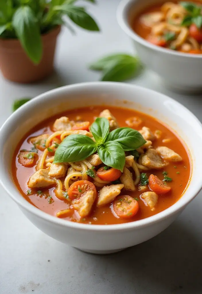 28 Rotisserie Chicken Noodle Soup Recipes That Heal & Comfort 27 28 Rotisserie Chicken Noodle Soup Recipes That Heal & Comfort - 26. Tomato Basil Rotisserie Chicken Noodle Soup