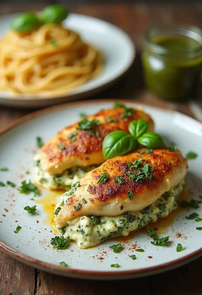 28 Ruth's Chris Stuffed Chicken Recipes That Feel Restaurant-Quality 7 28 Ruth's Chris Stuffed Chicken Recipes That Feel Restaurant-Quality - 6. Creamy Pesto and Mozzarella Stuffed Chicken
