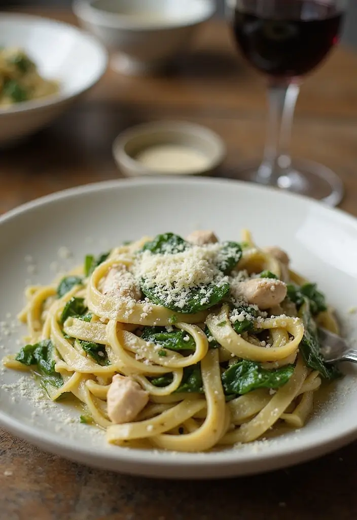 29 Chicken and Spinach Recipes That Are Healthy & Creamy 25 29 Chicken and Spinach Recipes That Are Healthy & Creamy - 24. Spinach and Chicken Fettuccine