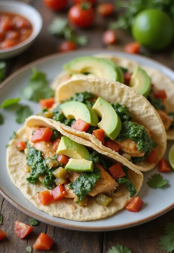 29 Chicken and Spinach Recipes That Are Healthy & Creamy 9 29 Chicken and Spinach Recipes That Are Healthy & Creamy - 8. Creamy Spinach Chicken Tacos