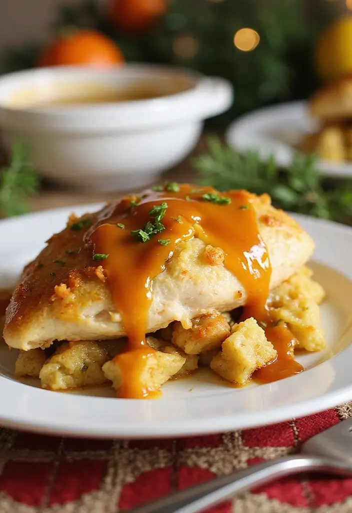 29 Chicken and Stuffing Recipes That Feel Holiday Ready 15 29 Chicken and Stuffing Recipes That Feel Holiday Ready - 14. Honey Mustard Chicken and Stuffing Bake