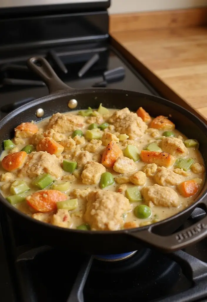 29 Chicken and Stuffing Recipes That Feel Holiday Ready 3 29 Chicken and Stuffing Recipes That Feel Holiday Ready - 2. Creamy Chicken and Stuffing Skillet