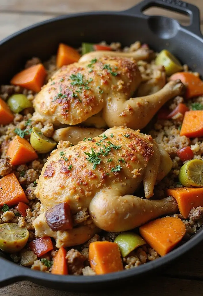 29 Chicken and Stuffing Recipes That Feel Holiday Ready 5 29 Chicken and Stuffing Recipes That Feel Holiday Ready - 4. One-Pan Chicken and Stuffing Primavera