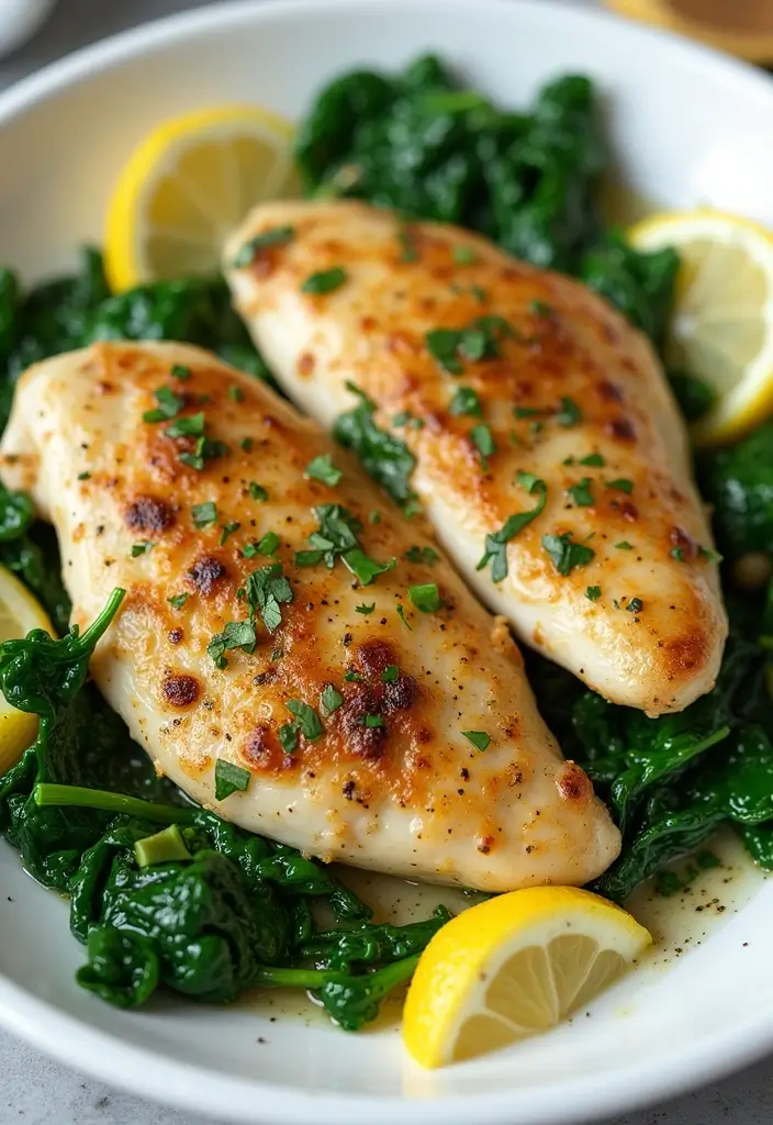 29 Garlic and Herb Chicken Recipes That Feel Simple and Elegant 21 29 Garlic and Herb Chicken Recipes That Feel Simple and Elegant - 20. Garlic Herb Chicken Sauté with Spinach