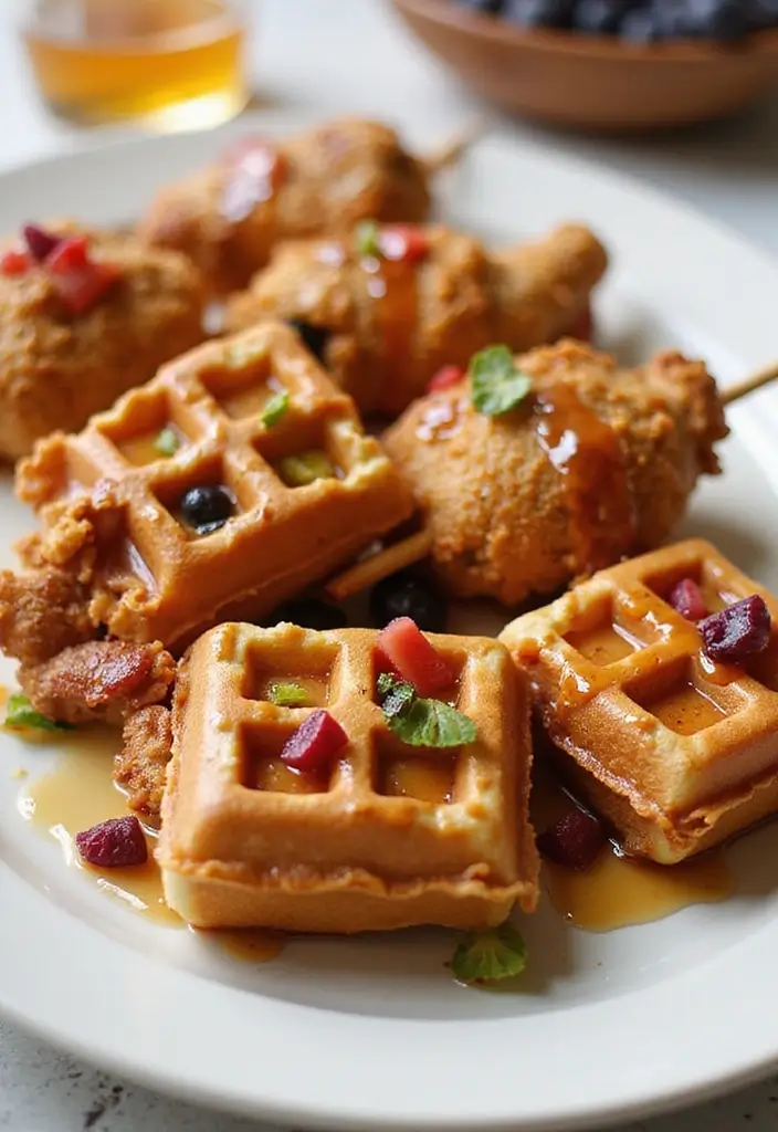 29 Kid Friendly Chicken Recipes That Picky Eaters Actually Love 11 29 Kid Friendly Chicken Recipes That Picky Eaters Actually Love - 10. Chicken and Waffles Skewers