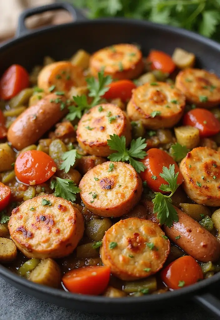 29 Kid Friendly Chicken Recipes That Picky Eaters Actually Love 21 29 Kid Friendly Chicken Recipes That Picky Eaters Actually Love - 20. Chicken Sausage and Vegetable Skillet