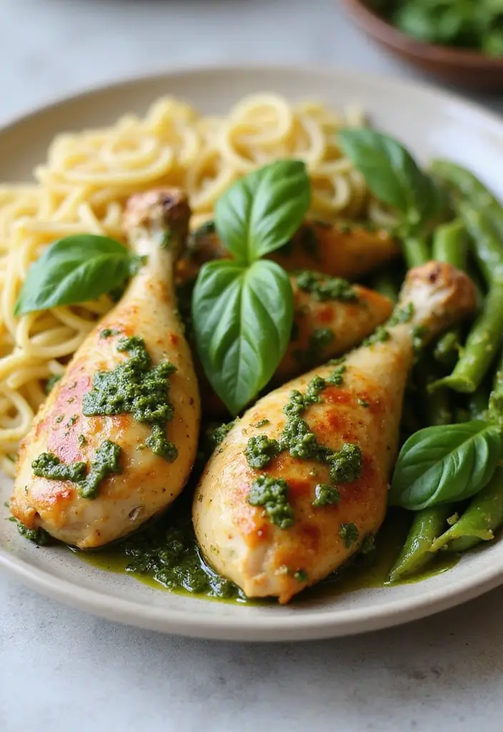 29 Oven Baked Chicken Legs Recipes That Feel Classic & Comforting 10 29 Oven Baked Chicken Legs Recipes That Feel Classic & Comforting - 9. Pesto Baked Chicken Legs