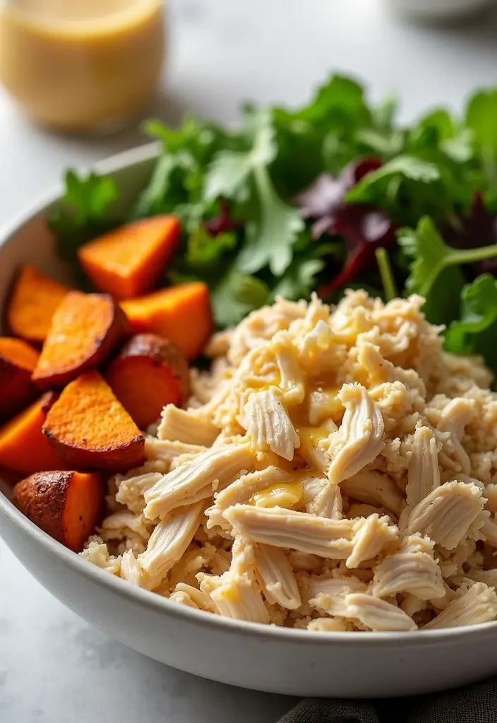 29 Recipes with Shredded Chicken That Are Family Favorites 29 29 Recipes with Shredded Chicken That Are Family Favorites - 28. Shredded Chicken and Sweet Potato Bowl