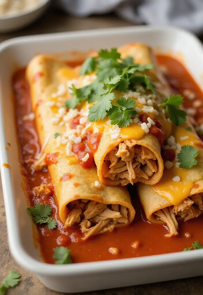 29 Recipes with Shredded Chicken That Are Family Favorites 6 29 Recipes with Shredded Chicken That Are Family Favorites - 5. Shredded Chicken Enchiladas