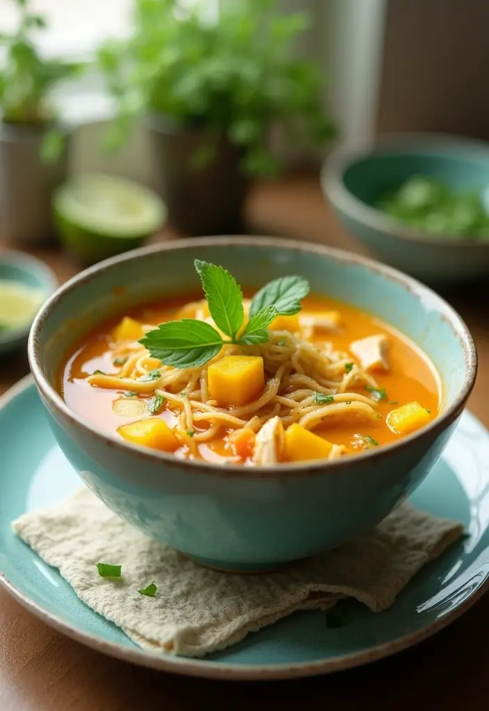 29 Thai Chicken Noodle Soup Recipes That Are Creamy & Aromatic 11 29 Thai Chicken Noodle Soup Recipes That Are Creamy & Aromatic - 10. Mango Chicken Noodle Soup