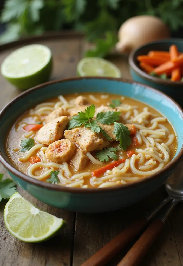 29 Thai Chicken Noodle Soup Recipes That Are Creamy & Aromatic 13 29 Thai Chicken Noodle Soup Recipes That Are Creamy & Aromatic - 12. Thai Coconut Chicken and Rice Noodle Soup