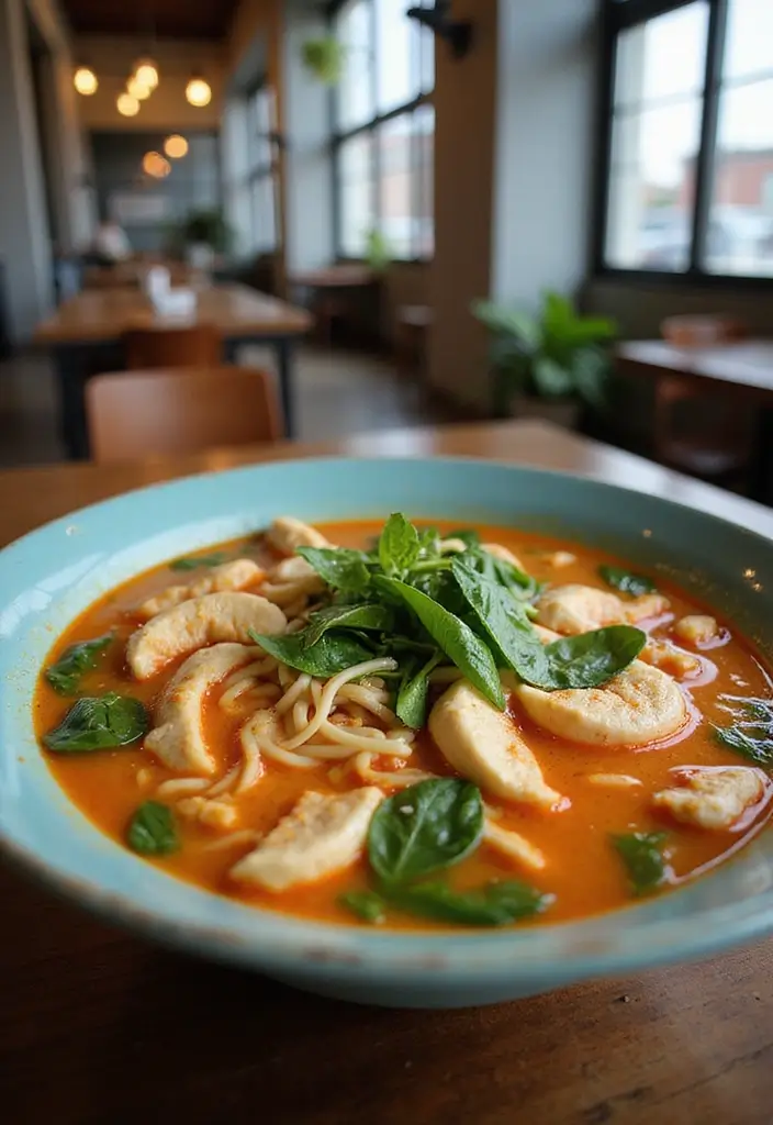 29 Thai Chicken Noodle Soup Recipes That Are Creamy & Aromatic 14 29 Thai Chicken Noodle Soup Recipes That Are Creamy & Aromatic - 13. Thai Chicken Noodle Soup with Spinach