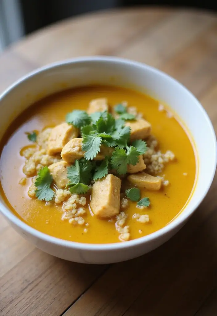 29 Thai Chicken Noodle Soup Recipes That Are Creamy & Aromatic 17 29 Thai Chicken Noodle Soup Recipes That Are Creamy & Aromatic - 16. Coconut Curry Chicken Soup with Quinoa