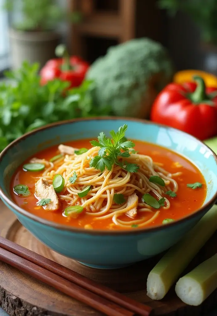 29 Thai Chicken Noodle Soup Recipes That Are Creamy & Aromatic 19 29 Thai Chicken Noodle Soup Recipes That Are Creamy & Aromatic - 18. Thai Chicken and Vegetable Noodle Soup