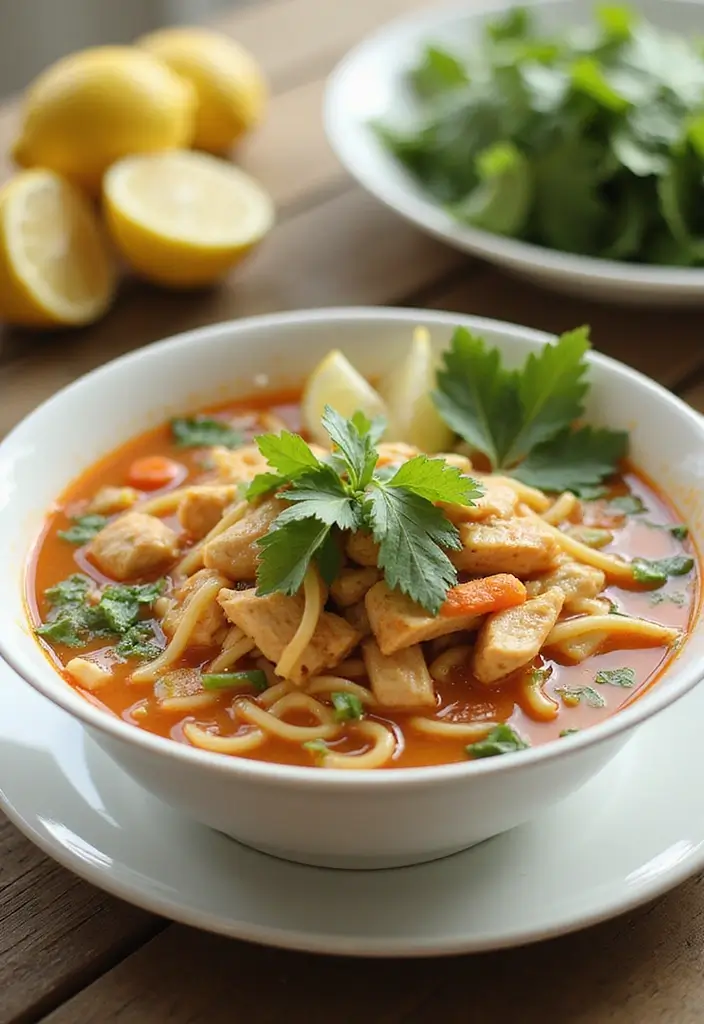 29 Thai Chicken Noodle Soup Recipes That Are Creamy & Aromatic 28 29 Thai Chicken Noodle Soup Recipes That Are Creamy & Aromatic - 27. Thai Chicken and Lemon Noodle Soup