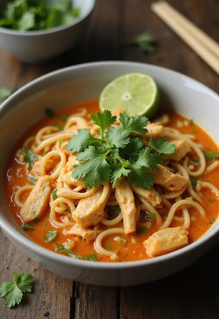 29 Thai Chicken Noodle Soup Recipes That Are Creamy & Aromatic 29 29 Thai Chicken Noodle Soup Recipes That Are Creamy & Aromatic - 28. Thai Chicken Noodle Soup with Cilantro