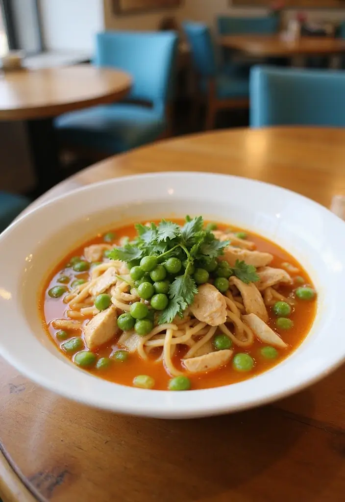 29 Thai Chicken Noodle Soup Recipes That Are Creamy & Aromatic 30 29 Thai Chicken Noodle Soup Recipes That Are Creamy & Aromatic - 29. Thai Chicken Noodle Soup with Peas