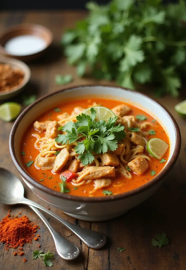 29 Thai Chicken Noodle Soup Recipes That Are Creamy & Aromatic 4 29 Thai Chicken Noodle Soup Recipes That Are Creamy & Aromatic - 3. Spicy Thai Chicken Noodle Soup