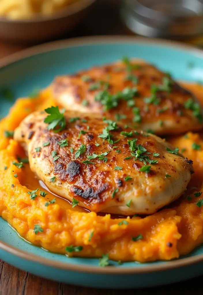 30 Creamy Garlic Butter Chicken Recipes That Are Rich & Irresistible 15 30 Creamy Garlic Butter Chicken Recipes That Are Rich & Irresistible - 14. Garlic Butter Chicken and Sweet Potato Mash