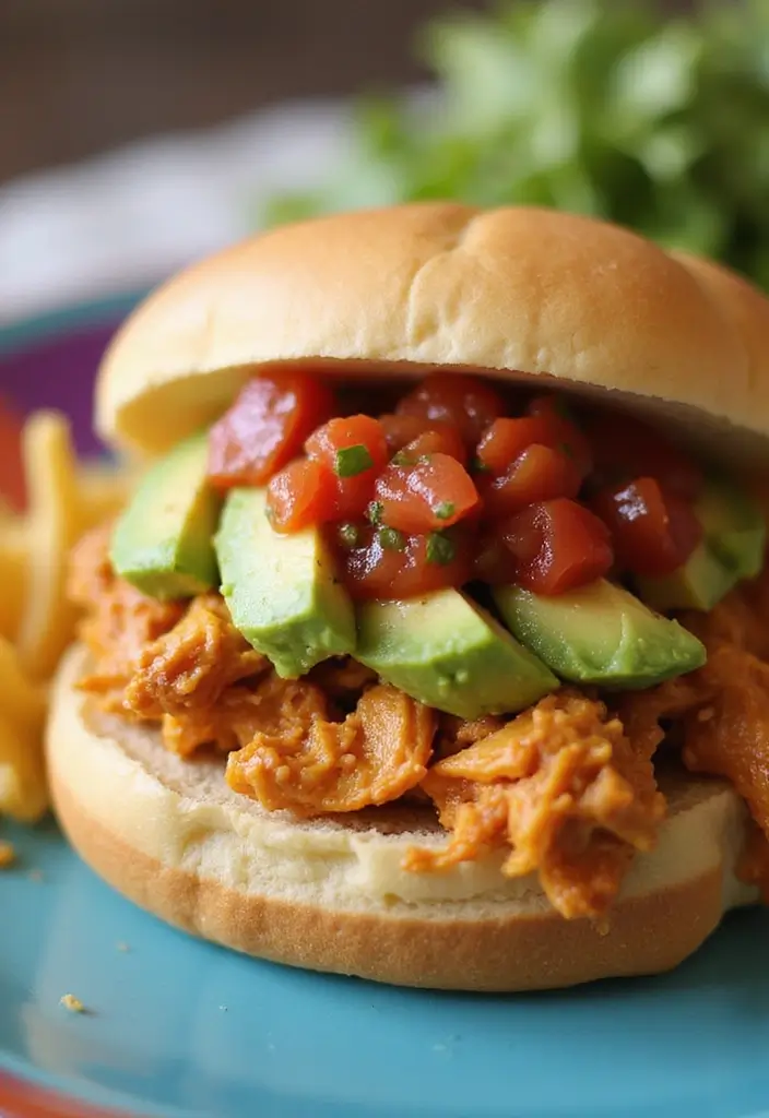 30 Slow Cooker Pulled Chicken Recipes That Are Great for Sandwiches 24 30 Slow Cooker Pulled Chicken Recipes That Are Great for Sandwiches - 23. Taco Pulled Chicken