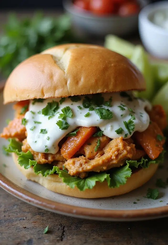 30 Slow Cooker Pulled Chicken Recipes That Are Great for Sandwiches 6 30 Slow Cooker Pulled Chicken Recipes That Are Great for Sandwiches - 5. Mediterranean Pulled Chicken