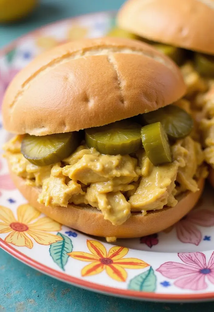 30 Slow Cooker Pulled Chicken Recipes That Are Great for Sandwiches 10 30 Slow Cooker Pulled Chicken Recipes That Are Great for Sandwiches - 9. Mustard Garlic Pulled Chicken