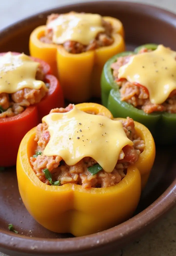 30 Spanish Chicken and Rice Recipes That Are Bold & Aromatic - 14. Spanish Chicken and Rice Stuffed Peppers