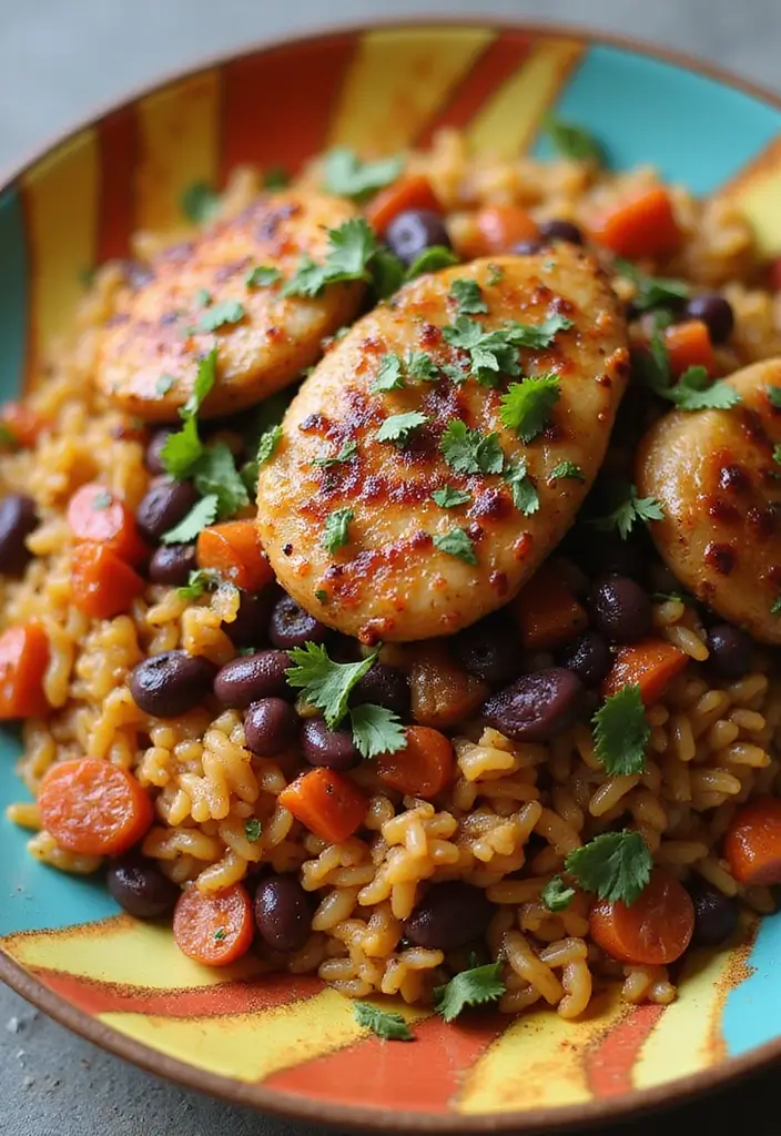 30 Spanish Chicken and Rice Recipes That Are Bold & Aromatic - 15. Spanish Black Bean and Rice Chicken