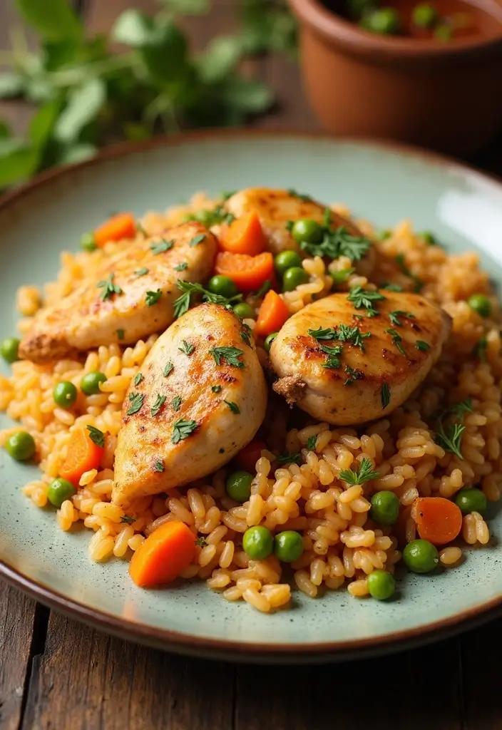 30 Spanish Chicken and Rice Recipes That Are Bold & Aromatic - 17. Spanish Chicken and Rice with Peas and Carrots