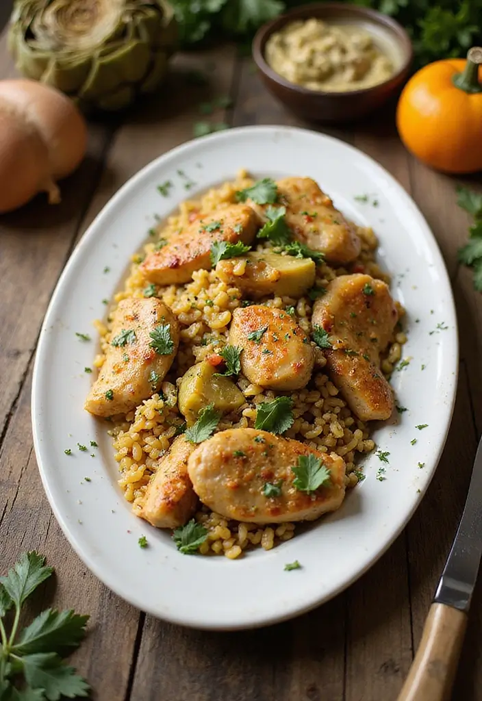 30 Spanish Chicken and Rice Recipes That Are Bold & Aromatic - 21. Spanish Chicken and Rice with Artichokes