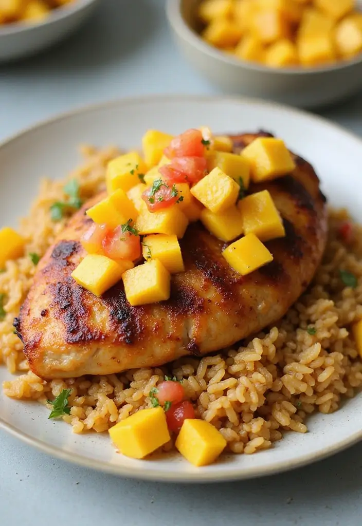 30 Spanish Chicken and Rice Recipes That Are Bold & Aromatic - 23. Spanish Chicken and Rice with Mango Salsa