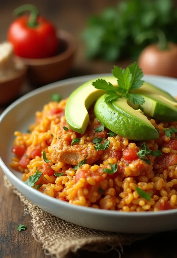 30 Spanish Chicken and Rice Recipes That Are Bold & Aromatic - 24. Spanish Chicken and Rice with Avocado