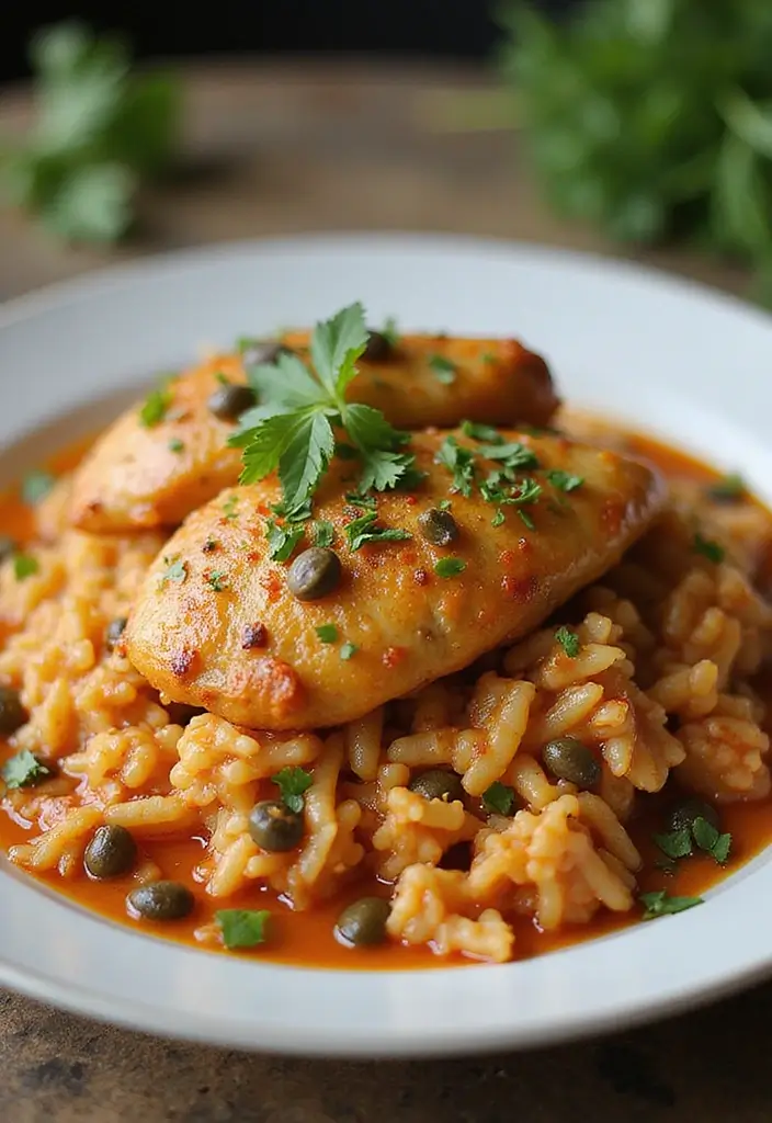 30 Spanish Chicken and Rice Recipes That Are Bold & Aromatic - 26. Spanish Chicken and Rice with Capers