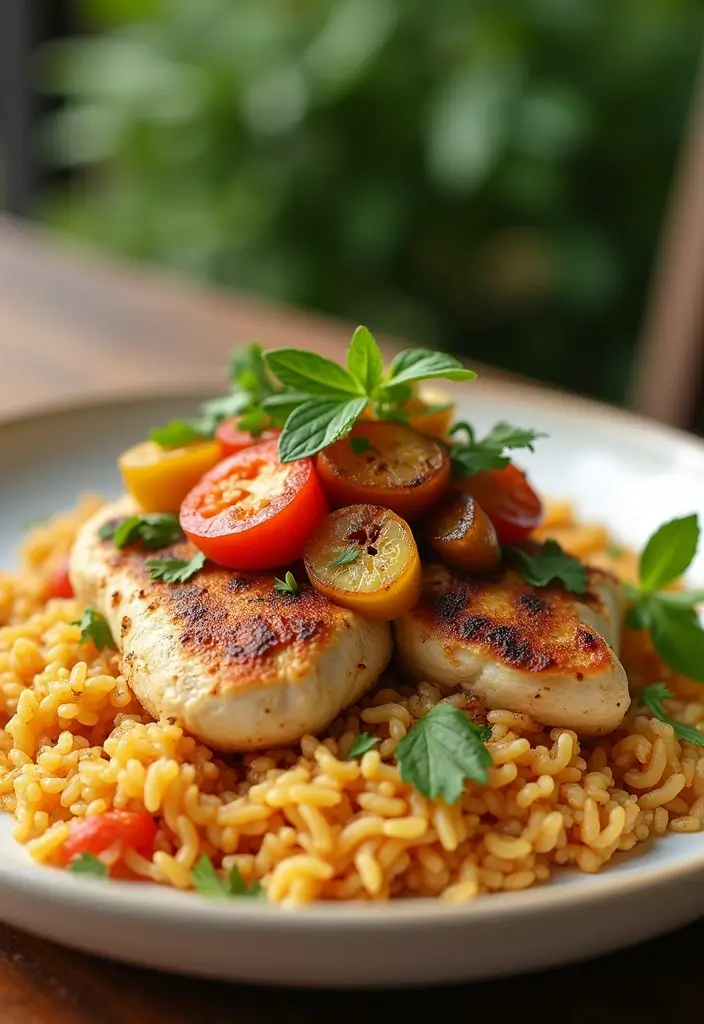 30 Spanish Chicken and Rice Recipes That Are Bold & Aromatic - 27. Spanish Chicken and Rice with Grilled Vegetables